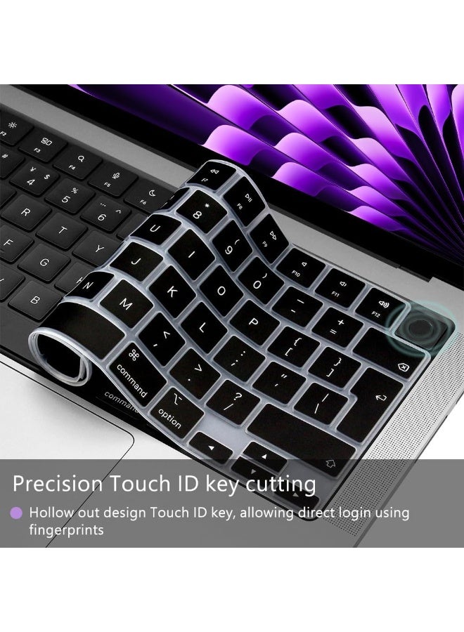 Ultra Thin Silicone Keyboard Cover for 2026-2021 M5/M4/M3/M2/M1 Pro/Max Chip MacBook Air 15.3"/13.6" A3448/A3241/A3114/A2941& A3449/A3240/A3113/A2681 & 13 Macbook NEO A18 Pro 2026(A3404) & MacBook Pro 14"/16" A3434/A3427/A3426/A3112/A3185/A3401/A2442/A2779& A3429/A3428/A3403/A3186/A2485/A2780 & 13 Macbook NEO A18 Pro 2026(A3404), US Layout Keyboard Protector - Image 1